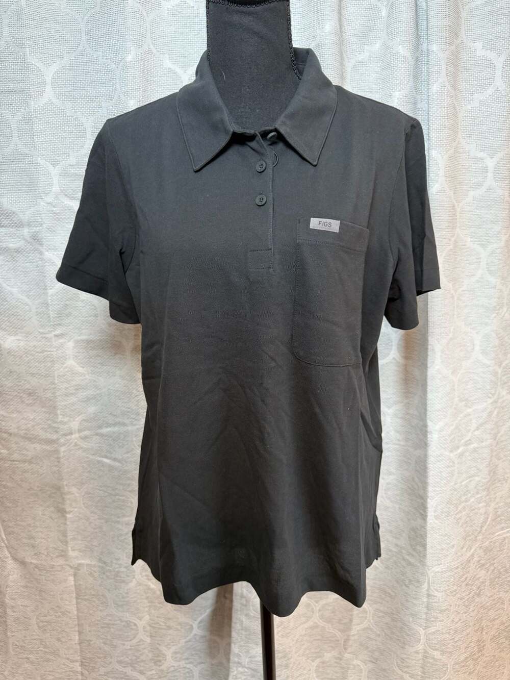 Figs Women’s Technical Pique Scrub Polo Size XL Black